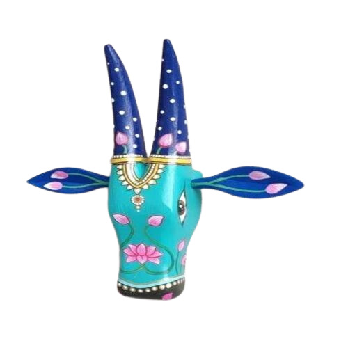 Wooden Hand Painted Cow