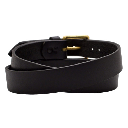 Black Leather Belt - Buckle Material: Brass