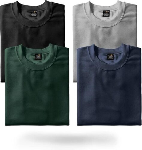 Mens T Shirts - Cotton Polyester, Half Sleeve, Round Neck, Multicolor | Good Quality, Customizable Size, Plain Pattern