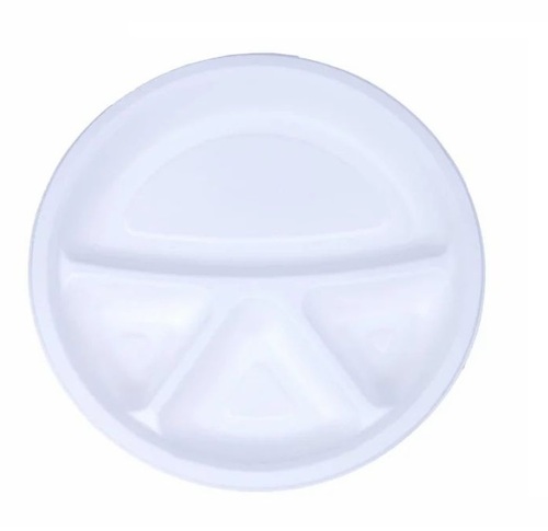 4 Compartment Disposable White Plate