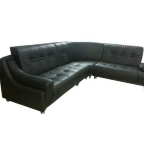 Black Leather L Shaped Sofa