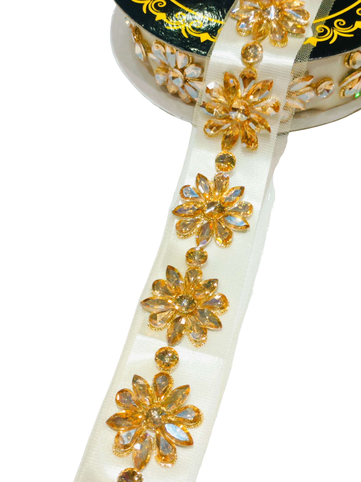 Gold Handmade Diamond Lace - Decoration Material: Stones
