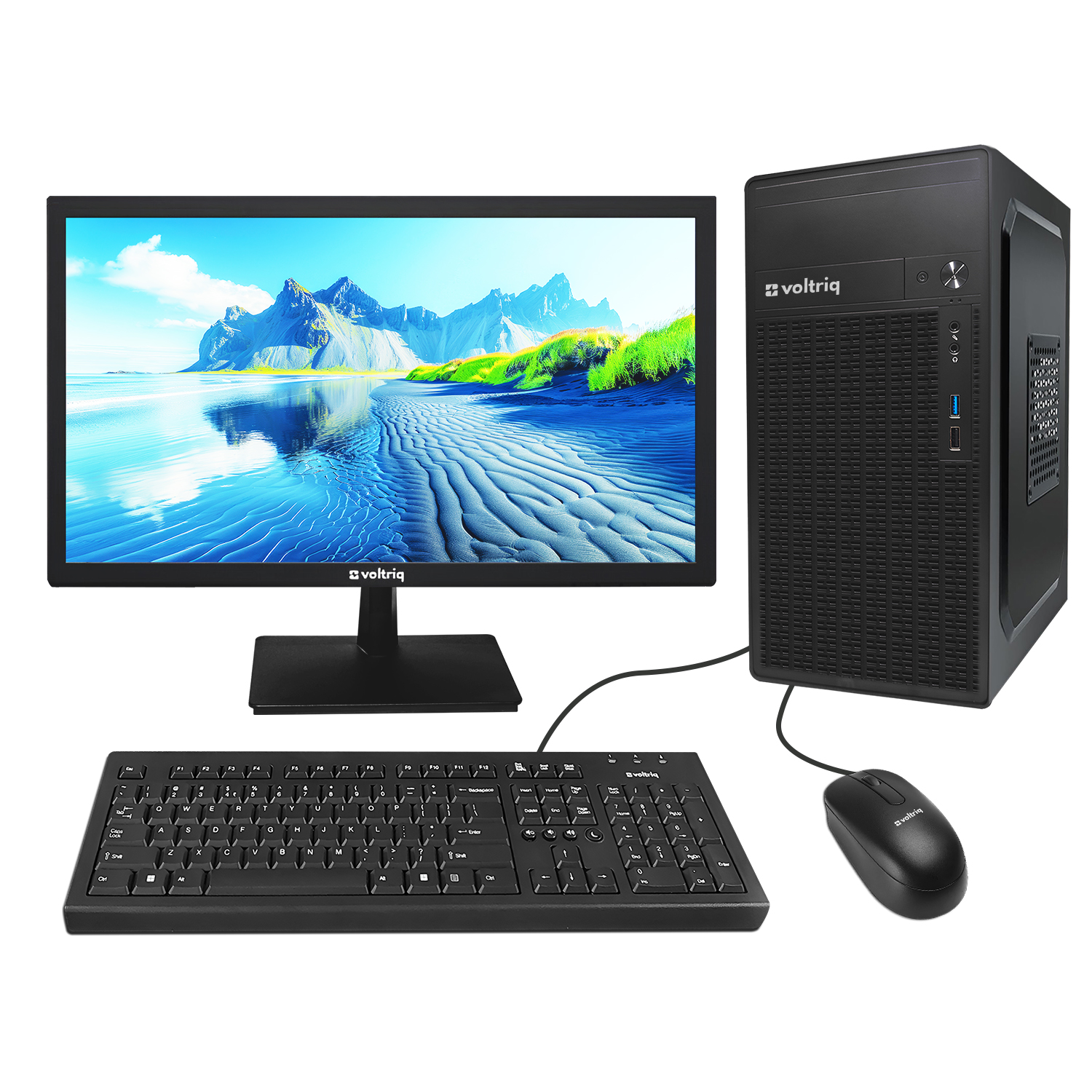 Voltriq Black 24 Inch Screen Desktop Computer