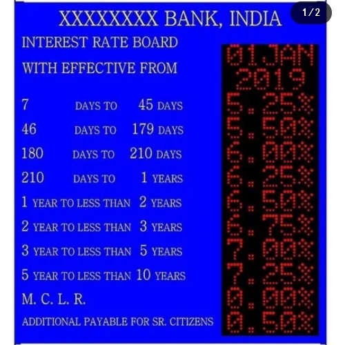 Bank Intrest Rate Led Display