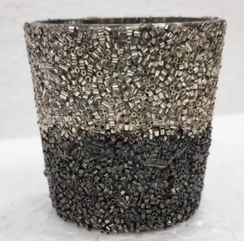 Black Silver Glass Candle Holder