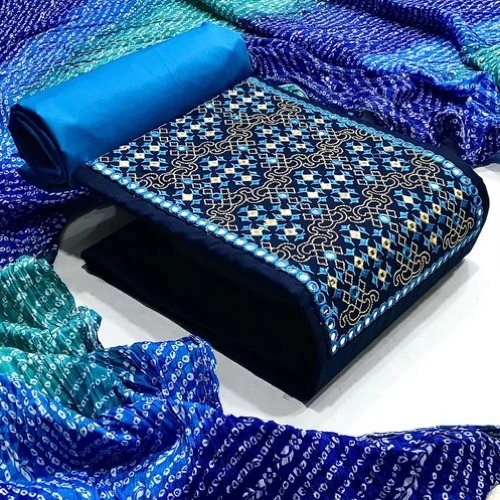 Cotton With Embroidery And Mirror Dress Material