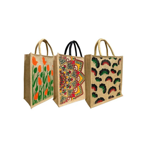 printed jute shopping bag