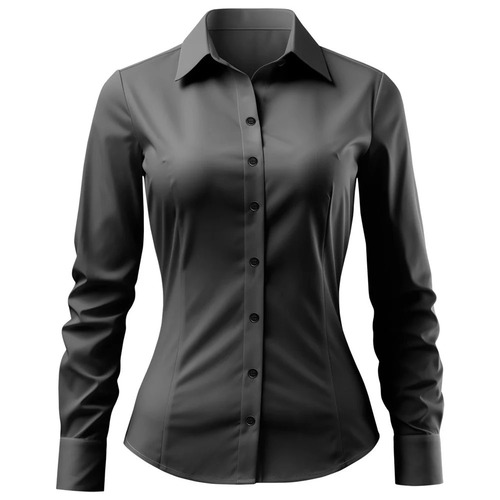 XL Size Black Plain Casual Shirts for Women