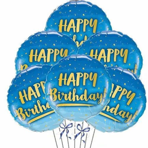 Birthday Round Foil Balloon Blue