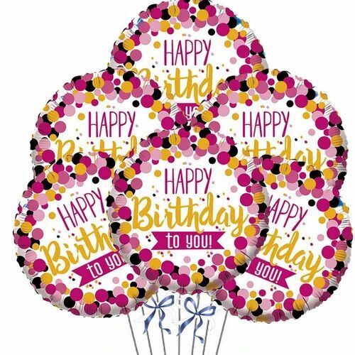 Birthday Round Foil Balloon Pink