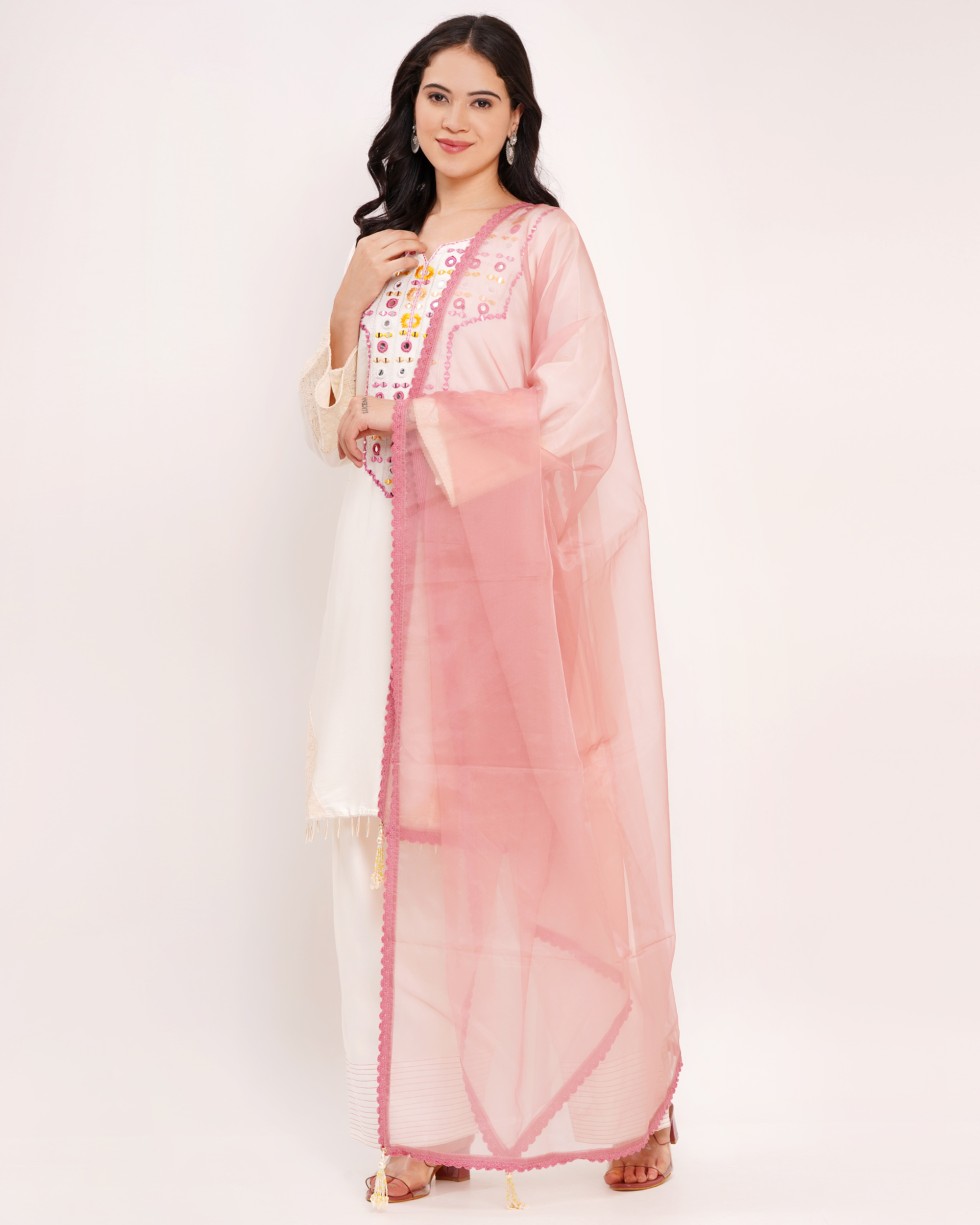 Roman Silk Embroidered Suit Set with Dupatta
