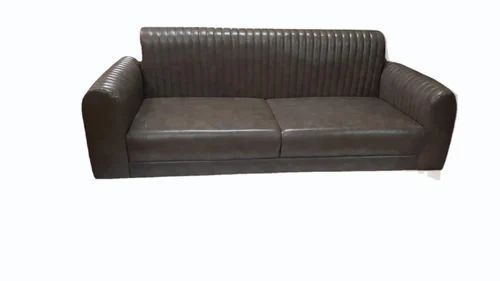 Brown Leather Three Seater Sofa
