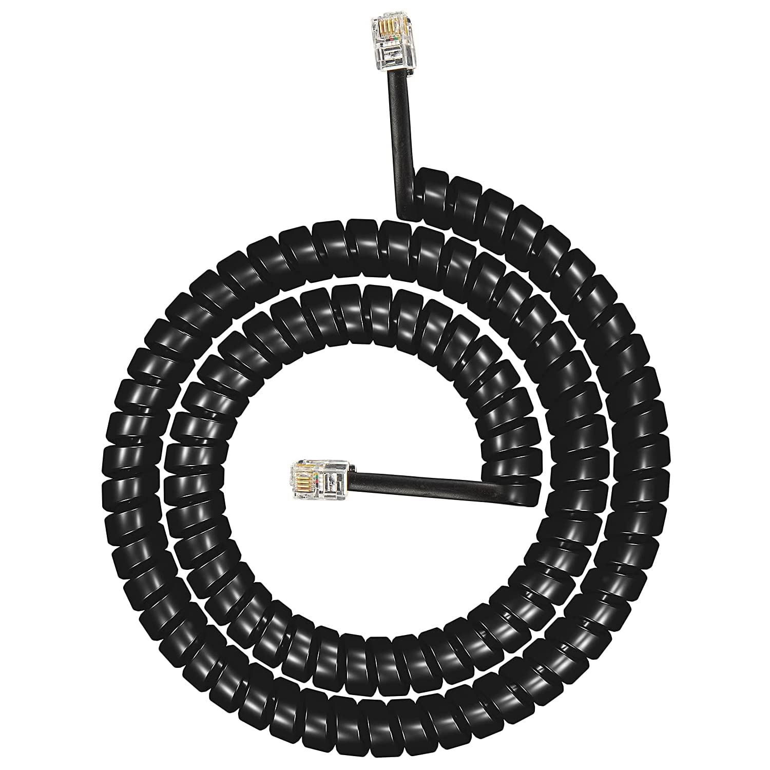 Fedus 6.5Ft Black Telephone Extension Coil Cable Cord 2 Meter - Material: Plastic