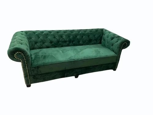 Green Velvet Three Seater Sofa