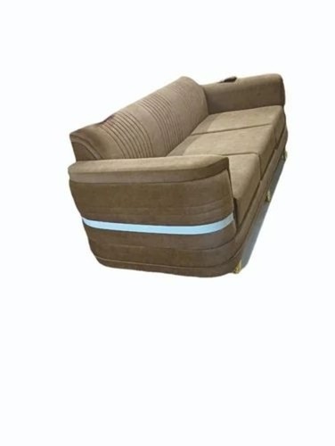 Modern White And Brown Three Seater Sofa - Wooden Frame, 6x2.5 Feet, Brown, Velvet Seat | Durable, Eco-Friendly Cushion Included