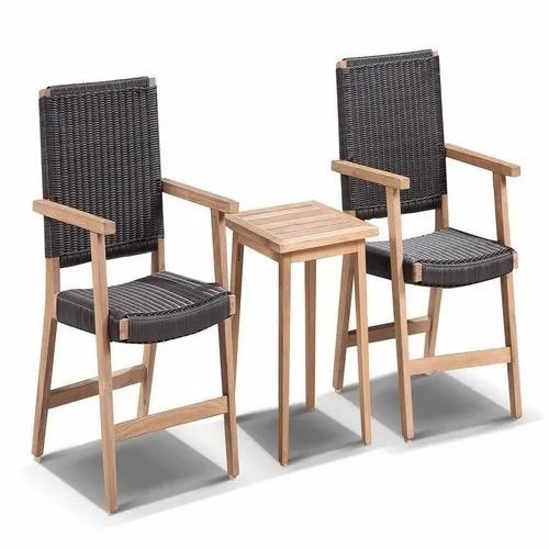 Wood And Wicker Coffee Chair Set