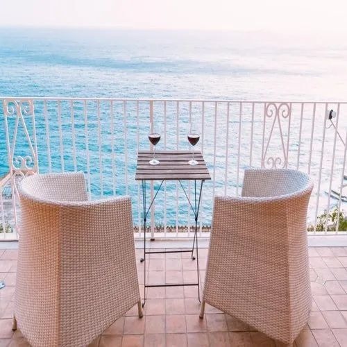 Wooden And Wicker Chair And Table Set