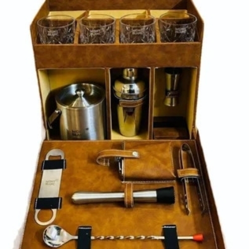 Portable Leather Bar Set