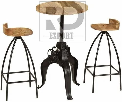 Industrial Bar Chair With Adjusting Crank Table