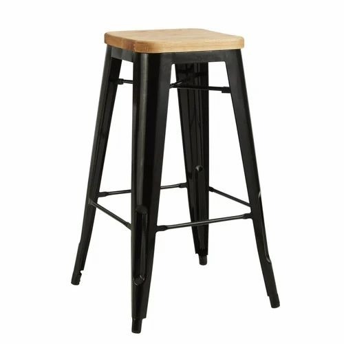 Tolix Bar Stool With Wooden Top For Cafes And Restaurants