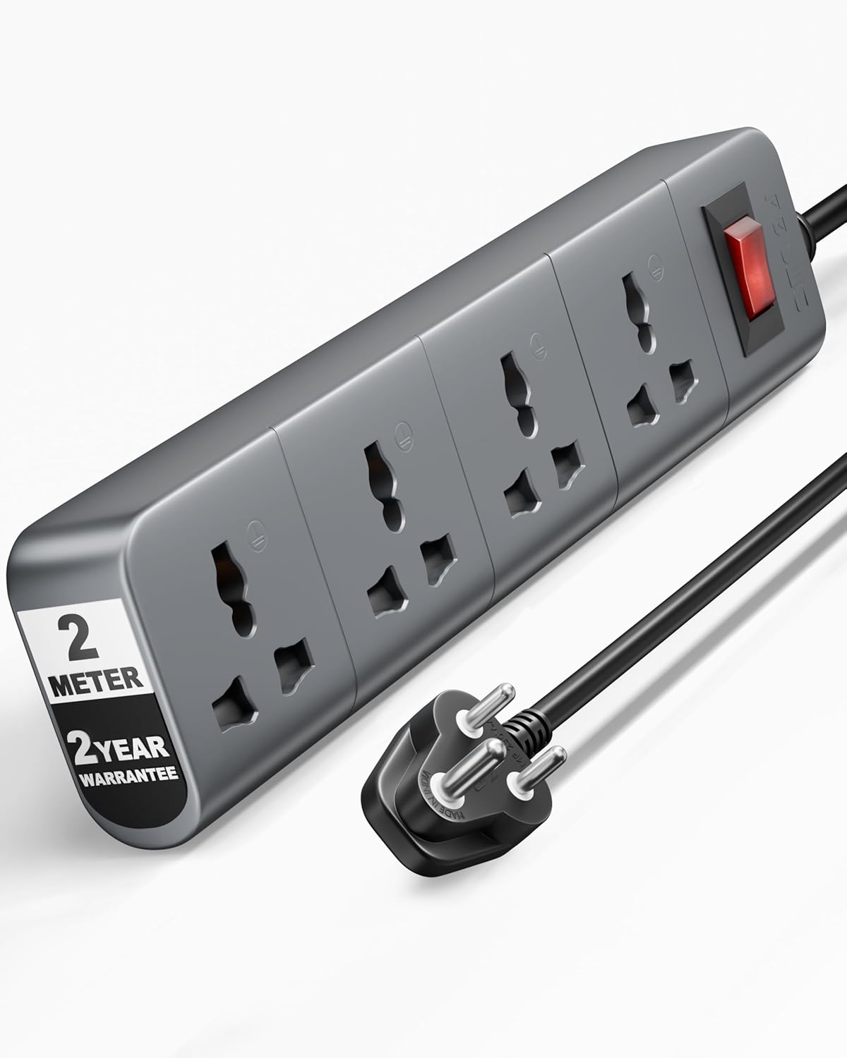 Fedus Surge Protector 4 Universal Sockets With Individual Switch - Design: Modern