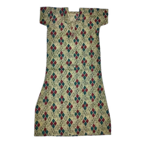 Short Sleeves Printed Cotton Ladies Nightgowns - Color: Multicolor