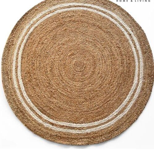 Indian Hand Braided Oval Jute Rug - Color: Brown