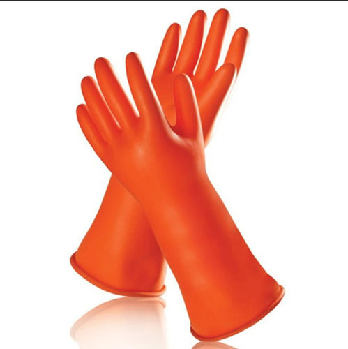 Washable Orange Rubber Hand Gloves