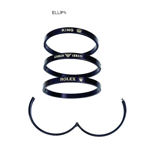 Men Alloy Black Cuff Kada