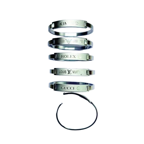 Men Alloy Silver Cuff Kada