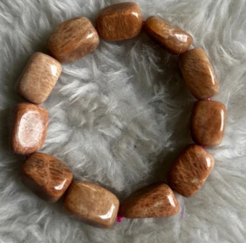 Peach Moonstone Tumble Bracelet, Peach Moonstone Bracelet