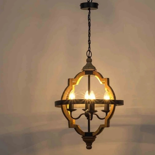 Vanessa 4 light Chandelier In Natural And Black Finish 