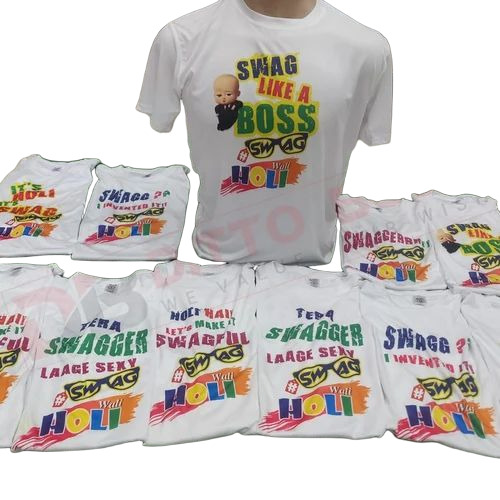 White Holi Printed T Shirt