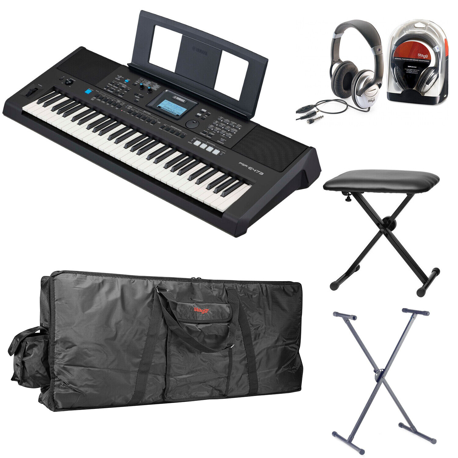 Yamaha Psr-E473 Set Iv Including Headphones, Stand, Bench And Bag