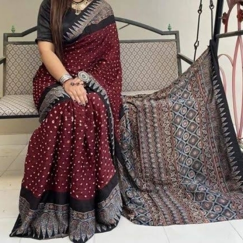 Bandhej silk saree