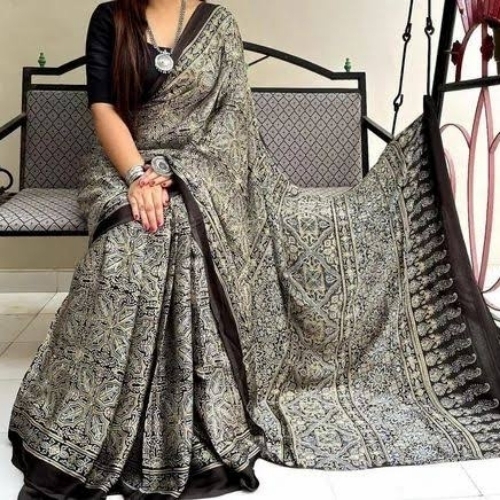 Modal Ajrakh Saree