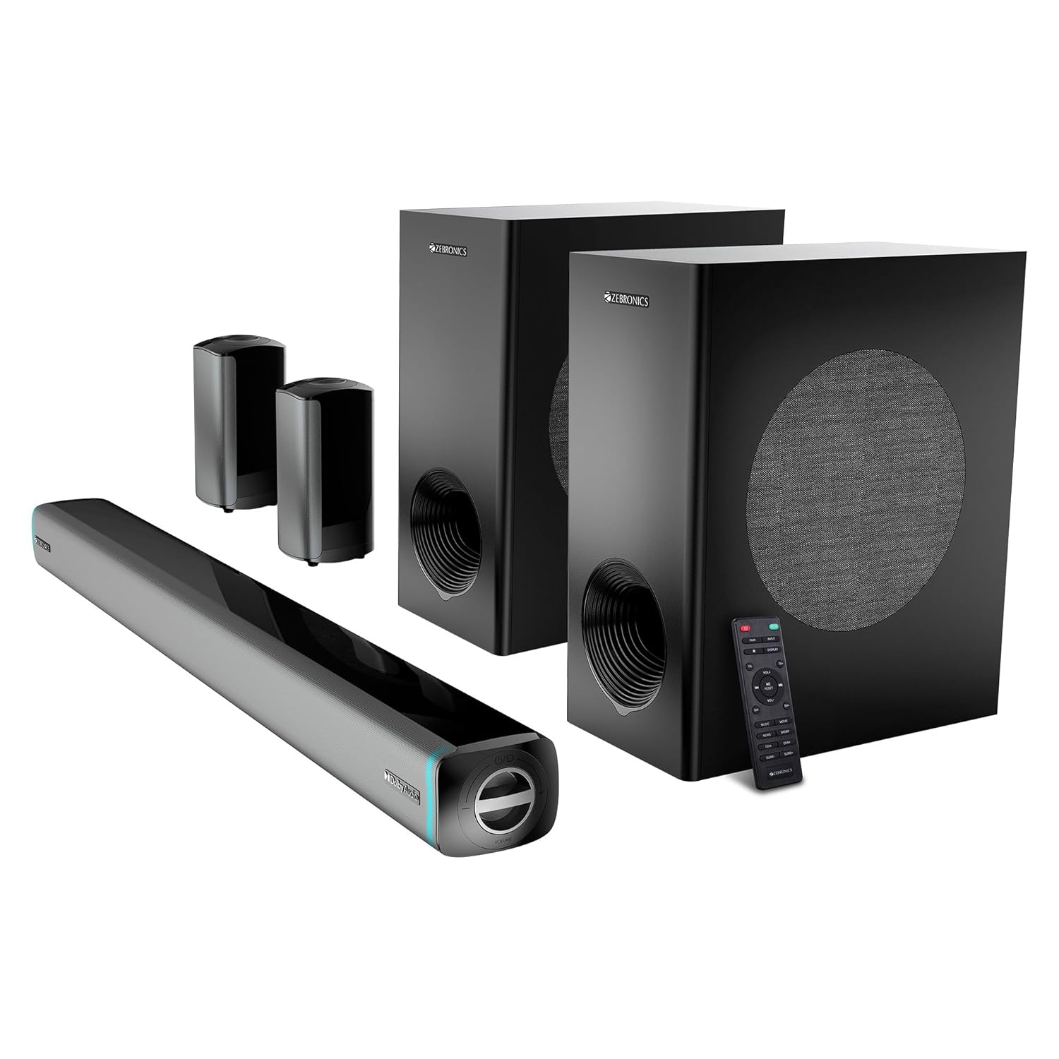 Zebronics Juke Bar 9550 Pro 5.2 Soundbar (625 Watts), Dolby Audio, Dual Wireless Subwoofer
