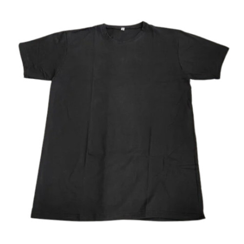 150 GSM Men Black Half Sleeves Cotton T Shirt