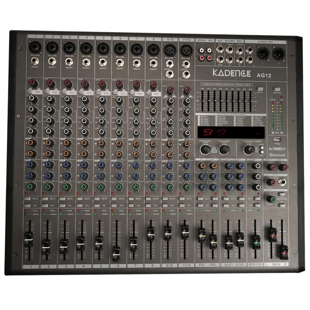 Xtreme Acoustics Ag12 12 Channel Usb Mixer With Dual Effects Bluetooth & Usb Player