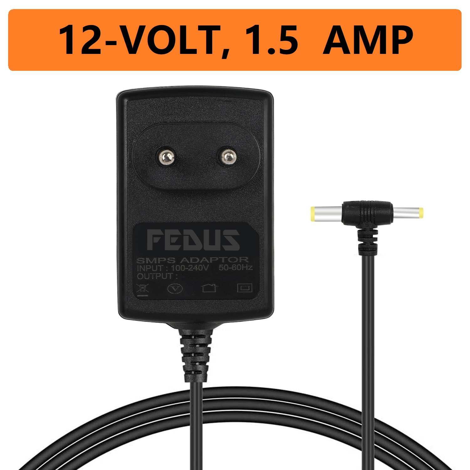Fedus 12v 1.5 Amp Dc Power Adapter - Color: Black