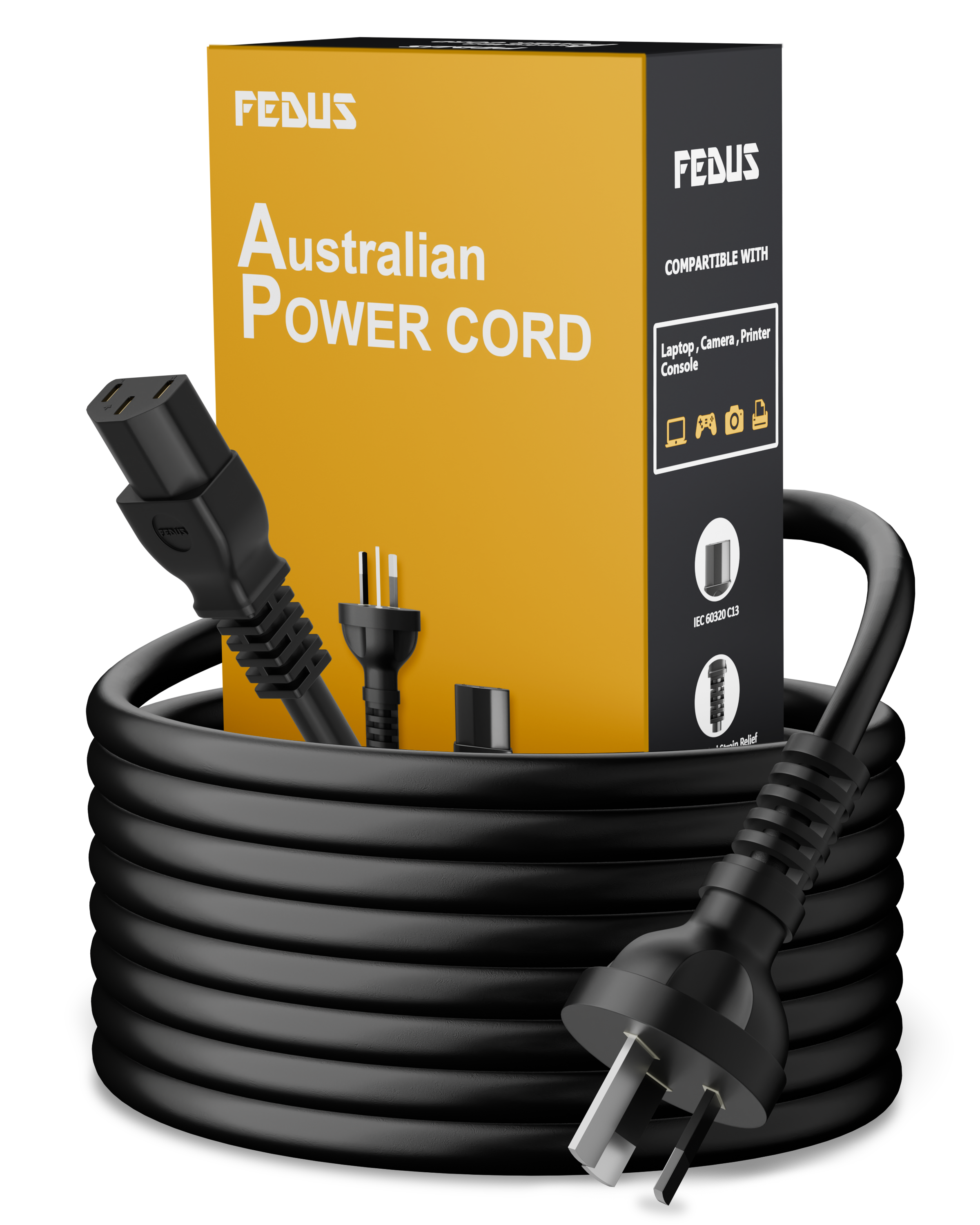 Fedus 3 Prong Au Australia Saa 3 Pins Plug 18 Awg Power Cord - Application: For Pcs
