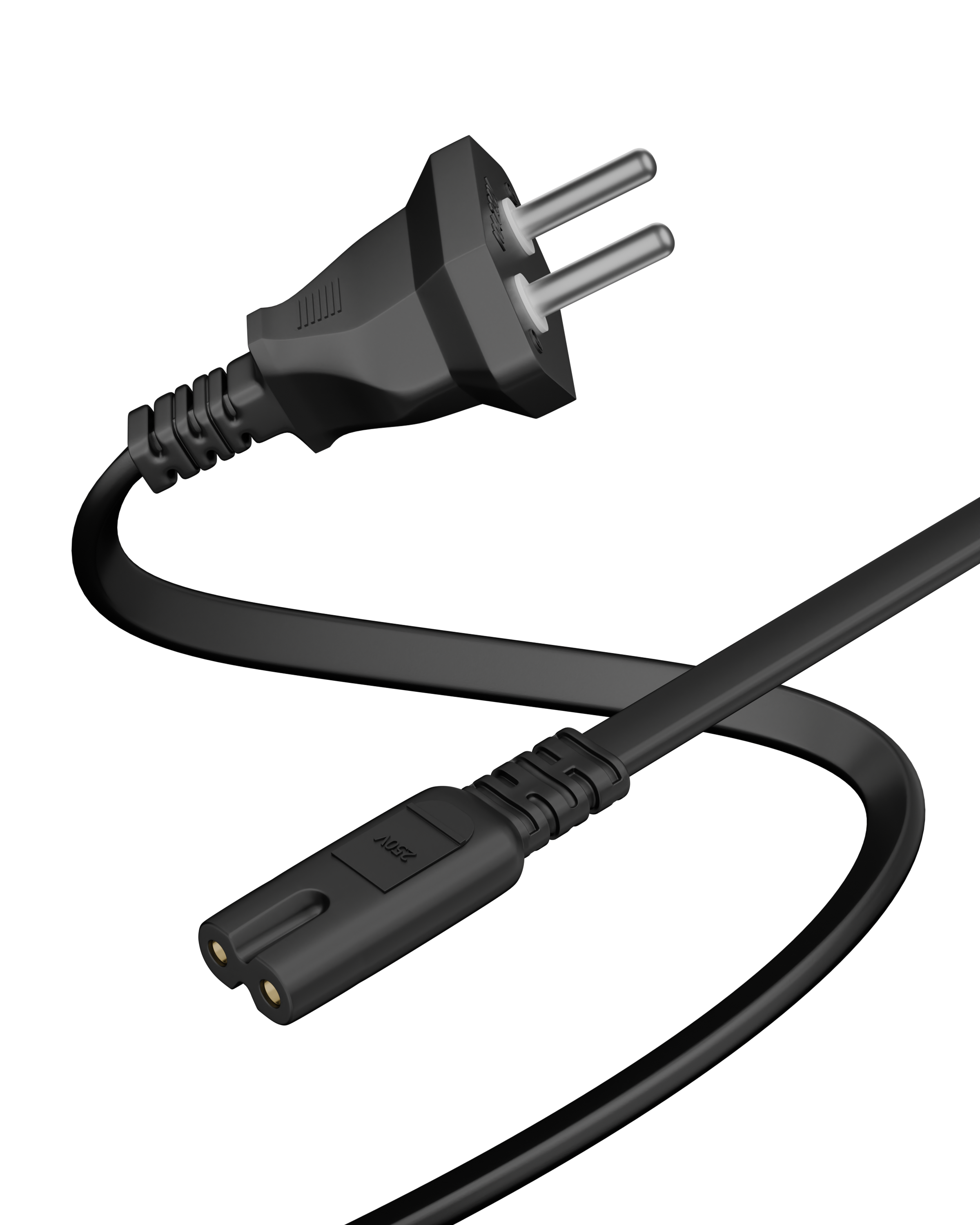 FEDUS Black 5 Meter 2-pin Universal Replacement AC Power Cord Cable Wire for LED TV, Printer, Play Station, Laptop PC Notebook Computer, Tape Recorder, Camera