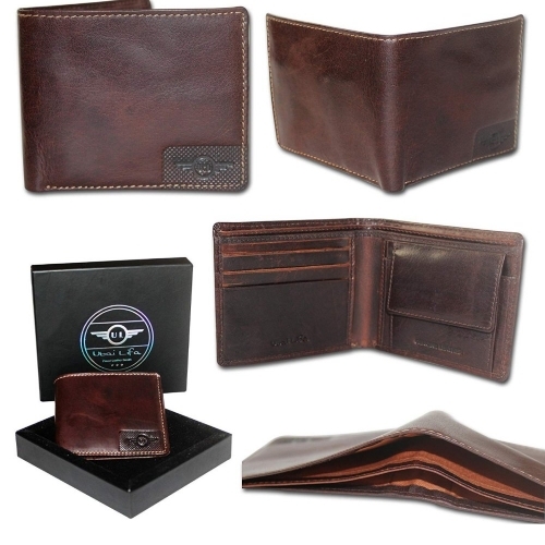 Mens Leather Vintage Bi Fold Wallet 
