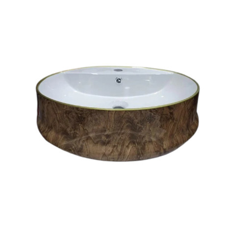 Ceramic White Printed Wash Basin