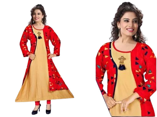 Ladies Party Wear Printed Rayon Kurti
