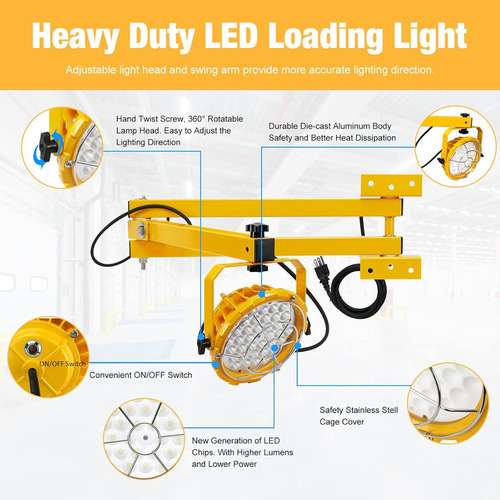 50W LED Loading Dock Lights with 40 Inches Swing Folding Double Arm