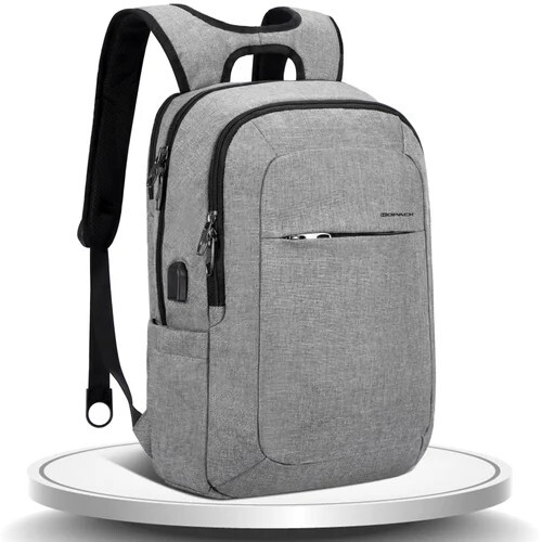 Grey Laptop Backpack - Material: Canvas