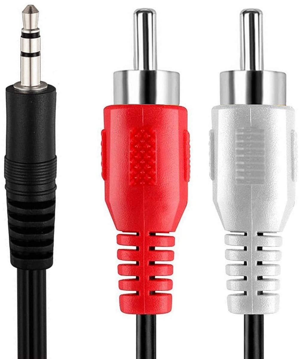 Fedus 3.5mm Jack Stereo Audio Male To 2 Rca Male Cable Av Audio Video Cable Tv-out Cable Speaker Amplifier Connect Rca Audio Video Trs 3-pole Male Plug To Dual Rca Male-1.5m, Black