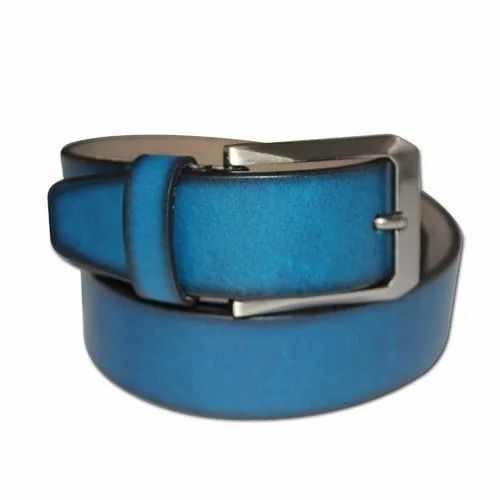 Mens Blue Pure Genuine Leather Trendy Belt