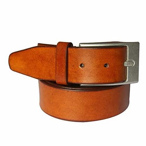 Mens Plain Brown Leather Belt